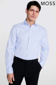 MOSS Blue Dobby Stretch Shirt (N02257) | $80