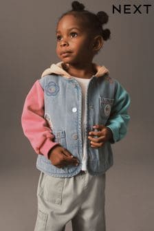 Jean bleu moyen - Veste à manches en jersey Badge Denim (3 mois - 7 ans) (N02281) | €30 - €36