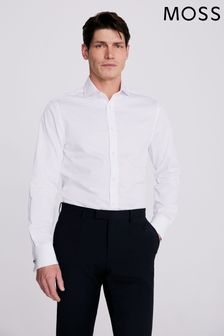 MOSS Tailored Fit Dobby Double Cuff White Shirt (N02345) | 77 €