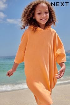 Coral Pink Oversized Hooded Towelling Cover-Up (N02398) | 99 QAR - 129 QAR
