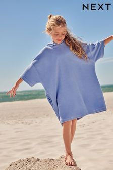 Blau - Oversized-Tunika aus Frottee mit Kapuze (N02403) | 31 € - 40 €