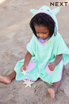 Aqua Blue 100% Cotton Towelling Poncho (9mths-10yrs) (N02423) | $31 - $38