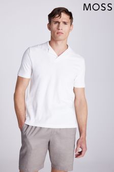 MOSS Cream Terry Towelling Skipper Polo Shirt (N02463) | $64