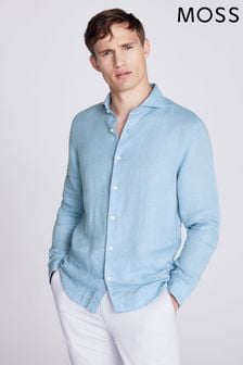 MOSS Tailored Fit Blue Linen Shirt (N02466) | €38