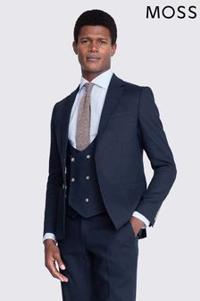 MOSS Slim Fit Blue Matte Linen Jacket (N02522) | AED993