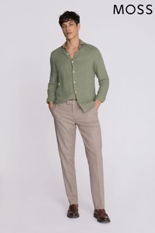 Зеленый - приталенная льняная рубашка Moss (N02543) | €82