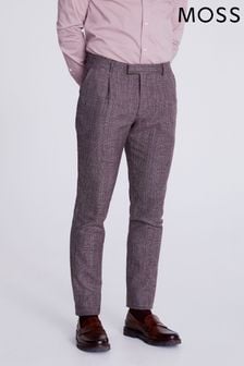 Moss Slim Fit Pink Italian Quartz Check Trousers (N02544) | 442 zł
