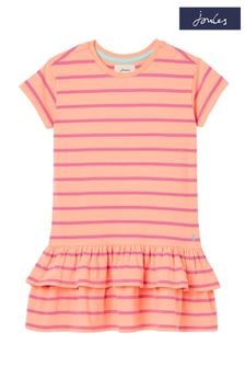 Розовое трикотажное платье с короткими рукавами и баской Joules Markleigh (2-12 лет) (N02584) | €14 - €18