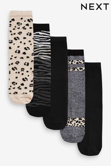 Animal monocromático - Pack de 5 pares de calcetines tobilleros (N02640) | 16 €