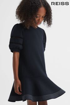 Reiss Navy Clea Senior Jersey Puff Sleeve Mini Dress (N02794) | €80
