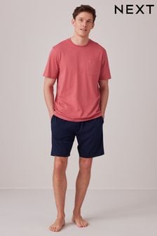 Red Jersey Pyjama Shorts Set (N02819) | ￥3,230