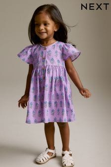 Violett - Kleid aus Baumwolle mit Knopfleiste (3 Monate bis 8 Jahre) (N02838) | 9 € - 12 €