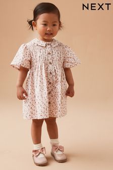 Pink Ditsy Shirred Cotton Dress (3mths-7yrs) (N02839) | $28 - $32