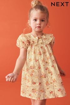Cream Floral Printed Collar Dress (3mths-10yrs) (N02845) | SGD 28 - SGD 39