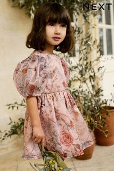 Rosa mit floralem Muster - Bedrucktes Ballkleid (3 Monate bis 10 Jahre) (N02861) | 36 € - 40 €