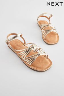 Gold Metallic Strappy Sandals (N04353) | $36 - $47