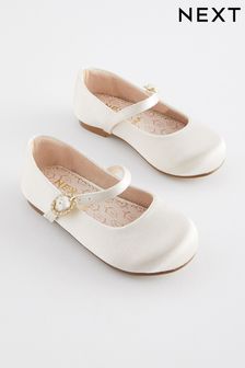 Ivory White Standard Fit (F) Bridesmaid Occasion Mary Jane Shoes (N04386) | €28 - €31