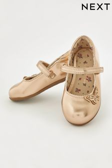 Rose Gold Standard Fit (F) Butterfly Mary Jane Shoes (N04393) | 89 QAR - 99 QAR