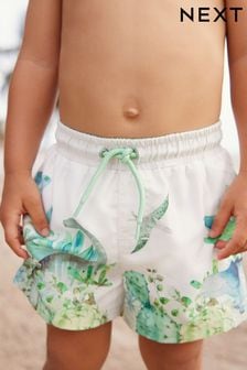 White/Green Printed Swim Shorts (3mths-7yrs) (N04560) | SGD 11 - SGD 19