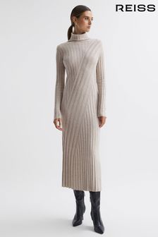 Reiss Neutral Cady Fitted Knitted Midi Dress (N04561) | 288 €