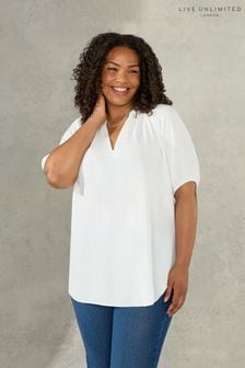 Белая блузка с V-образным вырезом Live Unlimited Curve (N04593) | €36