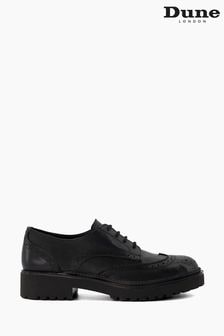Dune London Florian Brogue Detail Lace Up Black Loafers (N04711) | 146 €