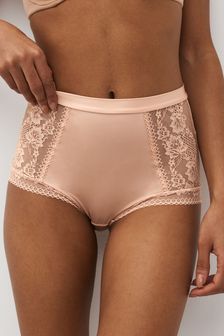Rose Pink High Rise Microfibre And Lace Knickers (N04807) | €13