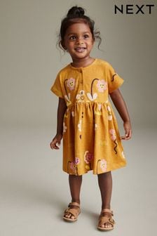 Rust Brown Short Sleeve Jersey Dress (3mths-7yrs) (N04839) | Kč265 - Kč340