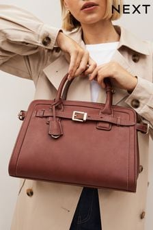 Tan Brown Belted Workwear Tote Bag (N04907) | ₪ 150