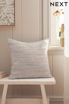 Teal Blue Stitched Dash Dot 43 x 43cm Cushion