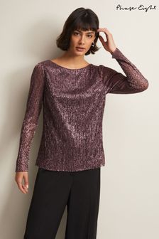 Phase Eight Gold Alix Sparkly Plisse Top (N04961) | 45 €