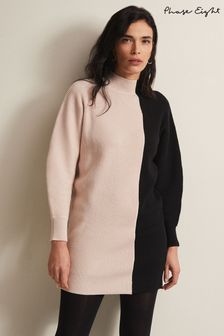 Phase Eight Black Tamina Colour Block Knitted Tunic Mini Dress (N04965) | ₪ 478