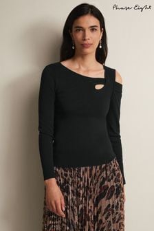Phase Eight Black Wren Cut-Out Knitted Top (N04980) | 376 SAR