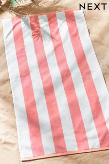 Pink Reversible Stripe Beach Towel