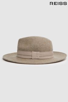 Reiss Taupe Frankie Wool Wide Brim Fedora Hat (N05186) | €104