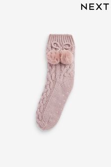 Pink/Lurex - Dicke Hausschuh-Socken im 1er Pack (N05191) | 8 €