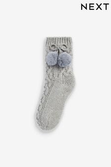 Grau/Lurex - Dicke Hausschuh-Socken im 1er Pack (N05197) | 8 €