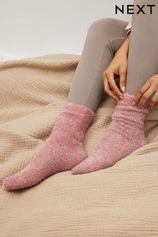 Black/Pink Sparkle Cosy Ankle Socks 2 Pack (N05199) | €7
