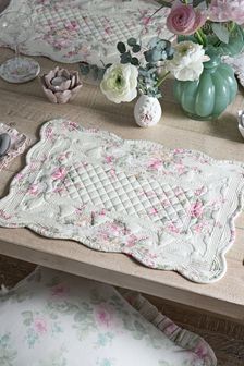 Shabby Chic by Rachel Ashwell® Set of 2 Pink & Blue Floral Quilted Placemats (N05248) | OMR11