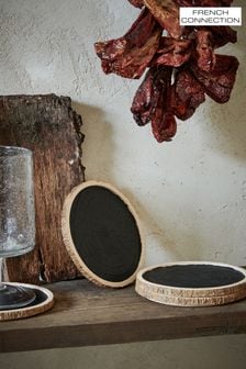 French Connection Black Zinc Wood Effect Coasters Set of 4 (N05279) | €24.50