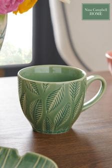 Nina Campbell Green Embossed Leaf Cappuccino Mug (N05285) | €13.50