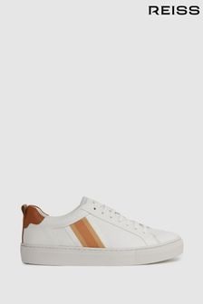 Reiss Fresh White Sonia Leather Side Stripe Trainers (N05343) | 93,240 Ft