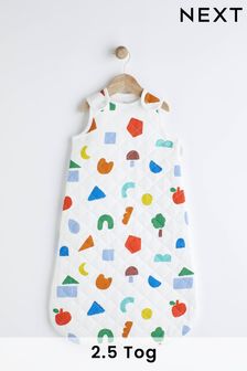 White Quilted Abstract Shapes 2.5 Tog Baby 100% Cotton Sleep Bag (N05439) | €35 - €40