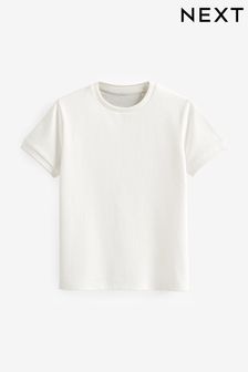 לבן - חולצה עם שרוולים קצרים טקסטורית. (גילאי 3 עד 16) (N05450) | ‏25 ‏₪ - ‏80 ‏₪