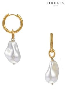 Orelia London Gold Plated Statement Pearl Drop Earrings (N05510) | HK$288