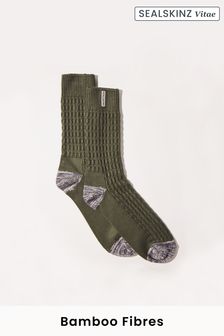 Olive - Sealskinz Herren Wroxham Halbhohe Socken mit Waffelstruktur und Bambusfasern (N05565) | 28 €