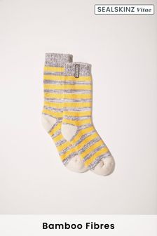 Gelb - Sealskinz Damen Banham Mittelhohe, gestreifte Socken mit Bambusfasern (N05595) | 28 €