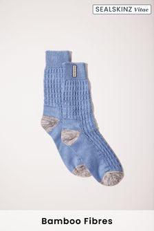 藍色 - Sealskinz 女裝 Wroxham 竹纖維中筒華夫格襪 (N05596) | NT$840