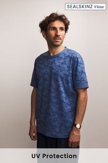 Blau - Sealskinz Hales Skinz Bedrucktes T-Shirt mit UV-Schutz (N05654) | 50 €