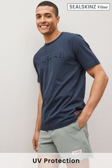 Marineblau - Sealskinz Litcham T-Shirt mit UV-Schutz und Logo (N05659) | 90 €